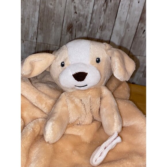 Carters 2018 Tan Puppy Dog Lovey Security Blanket Plush Baby Pacifier Holder - Picture 1 of 8